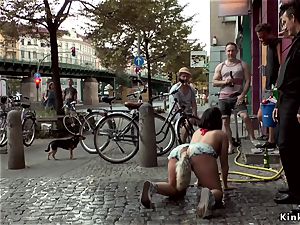 big-titted european stunner culo plugged in public